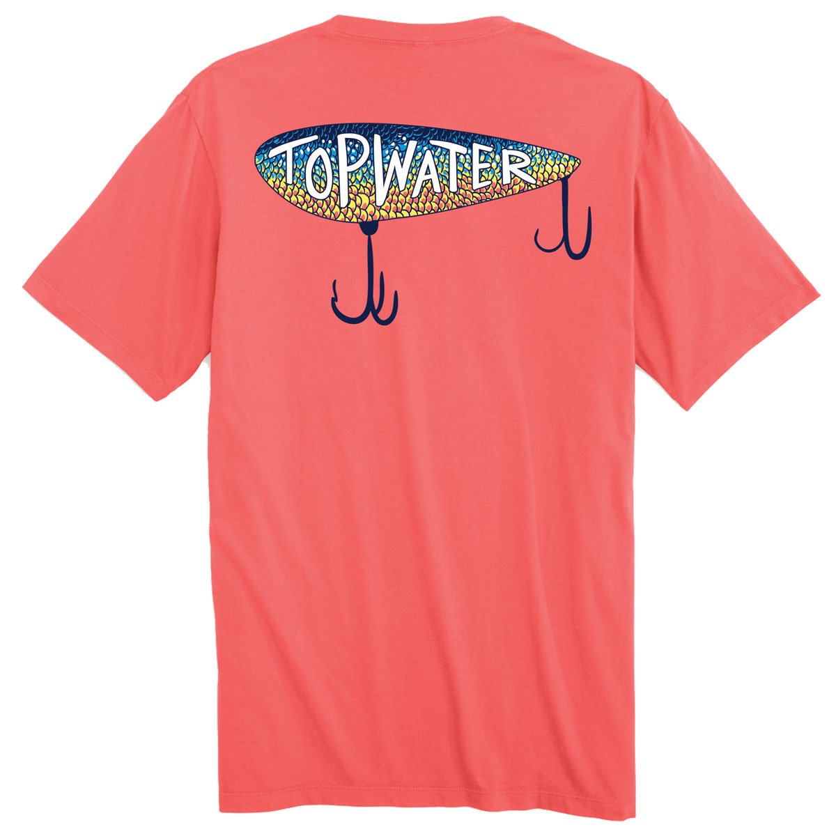 pen Optagelsesgebyr Derfra Men's Fishing T-Shirt - Fish Scale Logo - Coral - Topwater Apparel